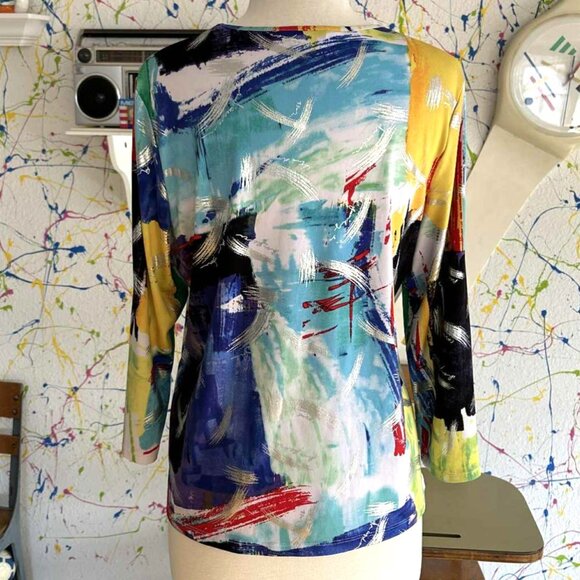 3 for $50💚 Allison Daley Wearable Art Colorful Pullover Top - Picture 2 of 4